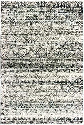 Oriental Weavers Bowen Area Rug - 042H2-3'10" x 5'5" - in Grey/Ivory - Modern Industrial Style, Stain Resistant, Family and Pet Friendly, Entrway, Bedroom Rug