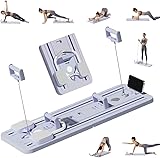 Multifunktionales Bauchmuskelbrett mit Widerstandsbändern und Kniematte, automatischer Rebound-Ab-Roller mit Ellbogenstütze, multifunktionales Bauchmuskelübungsbrett (Purple)