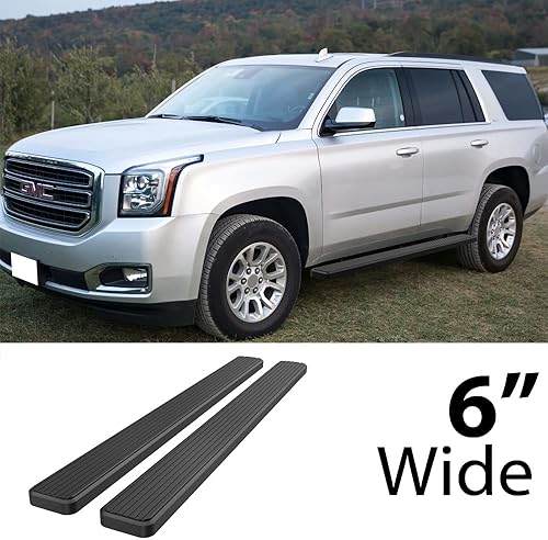 Miniatura 2 de HD Ridez Estriberas laterales de acero inoxidable de 6 pulgadas, color negro, compatibles con Chevy Tahoe GMC Yukon 2000-2020 4Dr (excluye Z71