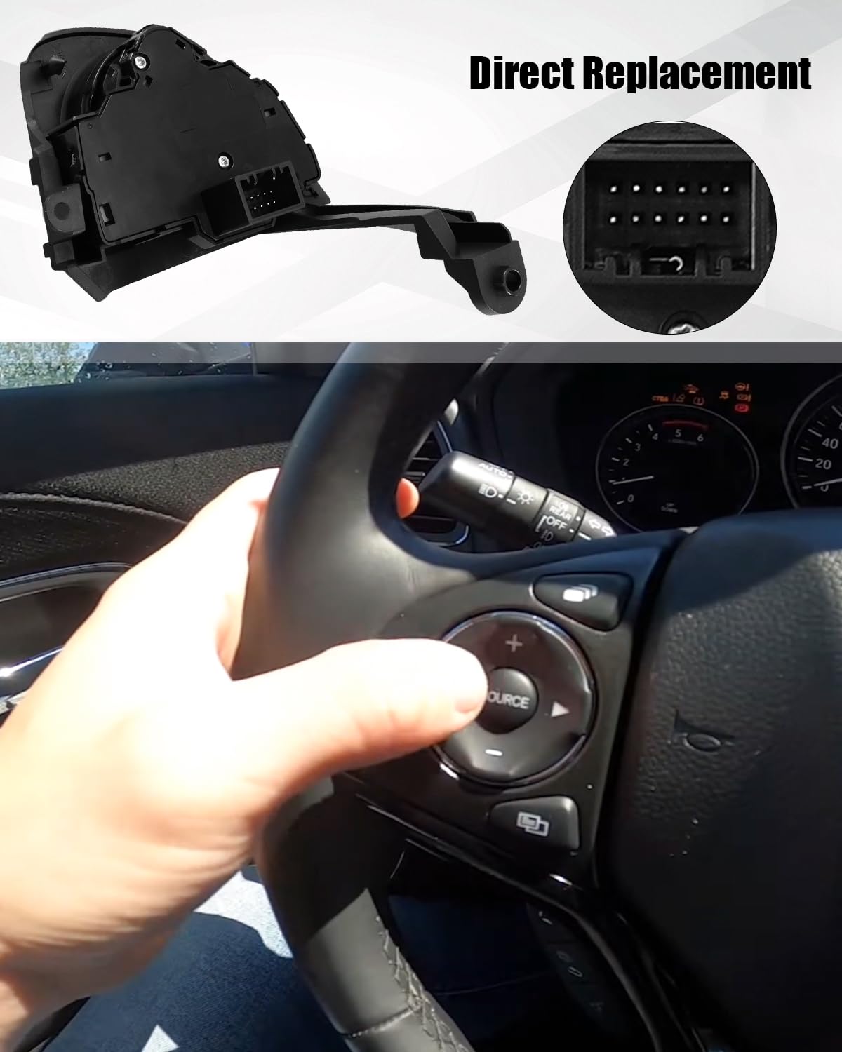Steering Wheel Audio Control Switch Button Fit for Honda CRV 2012-2016 Fit 2014-2018 City XRV Binzhi 2014-2019 Crider 2012-2019 Replace 35880-T0A-A12 35880-T0A-A11 35880T0AA12 35880T0AA11, Left