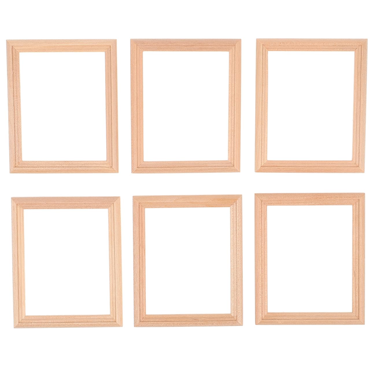 Photo 1 of 1/12 Scale Dollhouse Picture Frames Miniature Wood Photo Frame Model Set 6 Pcs for Dollhouse Decor Micro World Layout Props