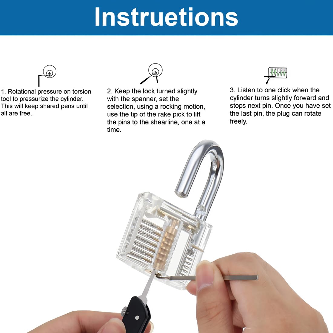 Lockpicking Set Chiave Universale Per Serrature Grimaldelli Professionali Imparare Ad Aprire Lucchetti Allenamento Grimaldello Automatico Kit Estrazione Chiavi Rotte , Nero