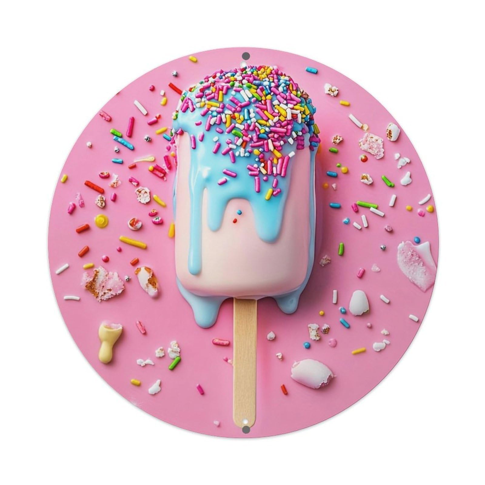Jdyansheng Vintage Colorful Sprinkles On Pink Background Tin Sign Metal Poster Metal Signs For Home Man Cave Bar Cafe Kitchen Laundry Room Wall Decorations 8X8 Inches