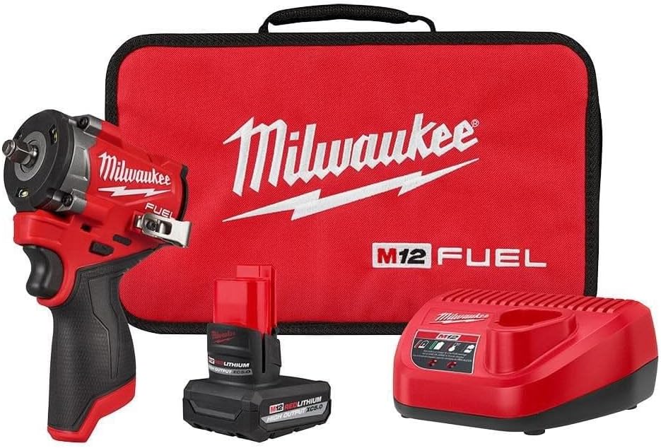 Milwaukee Electric - M12 Fuel Stubby 3/8 INCH Impact Wrench KIT, Lithium Ion