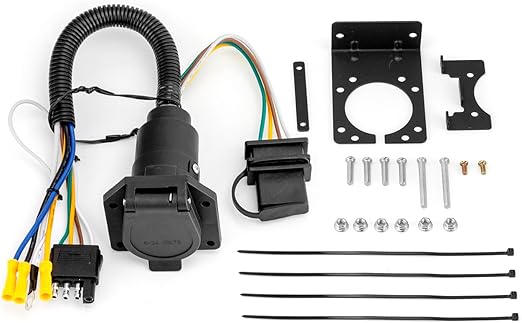 Wsays 4 to 7-Way RV Blade and 4-Way Flat Female End Trailer Wiring Adapter Connector Kit Compatible with Trailers/Semitrailers/Caravans/RVs/Trucks/Cars/Utility
