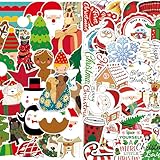 DERAYEE クリスマス シール ステッカー 100枚 ギフトシール サンタクロース トナカイ かわいい おしゃれ 防水 車 バイク 子供 手帳 ギフト (Merry Christmas)
