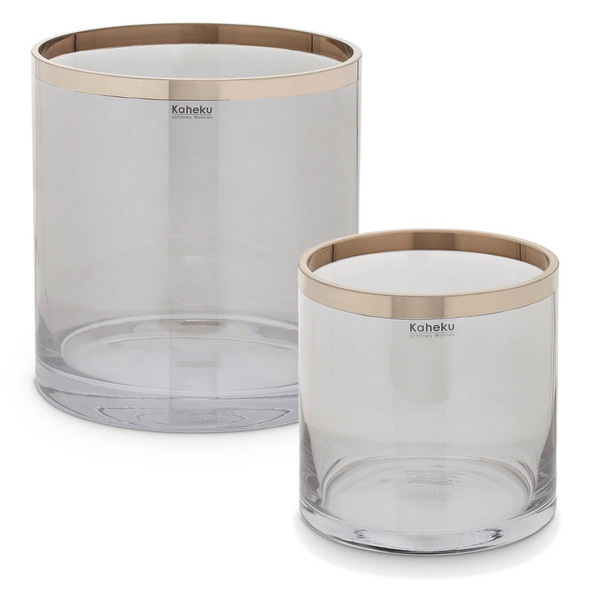 Windlicht Vase Dallas – Lüster Rauch Mit Platinrand, Höhe 18 Cm, Ø 18 Cm, Dekoratives Glas