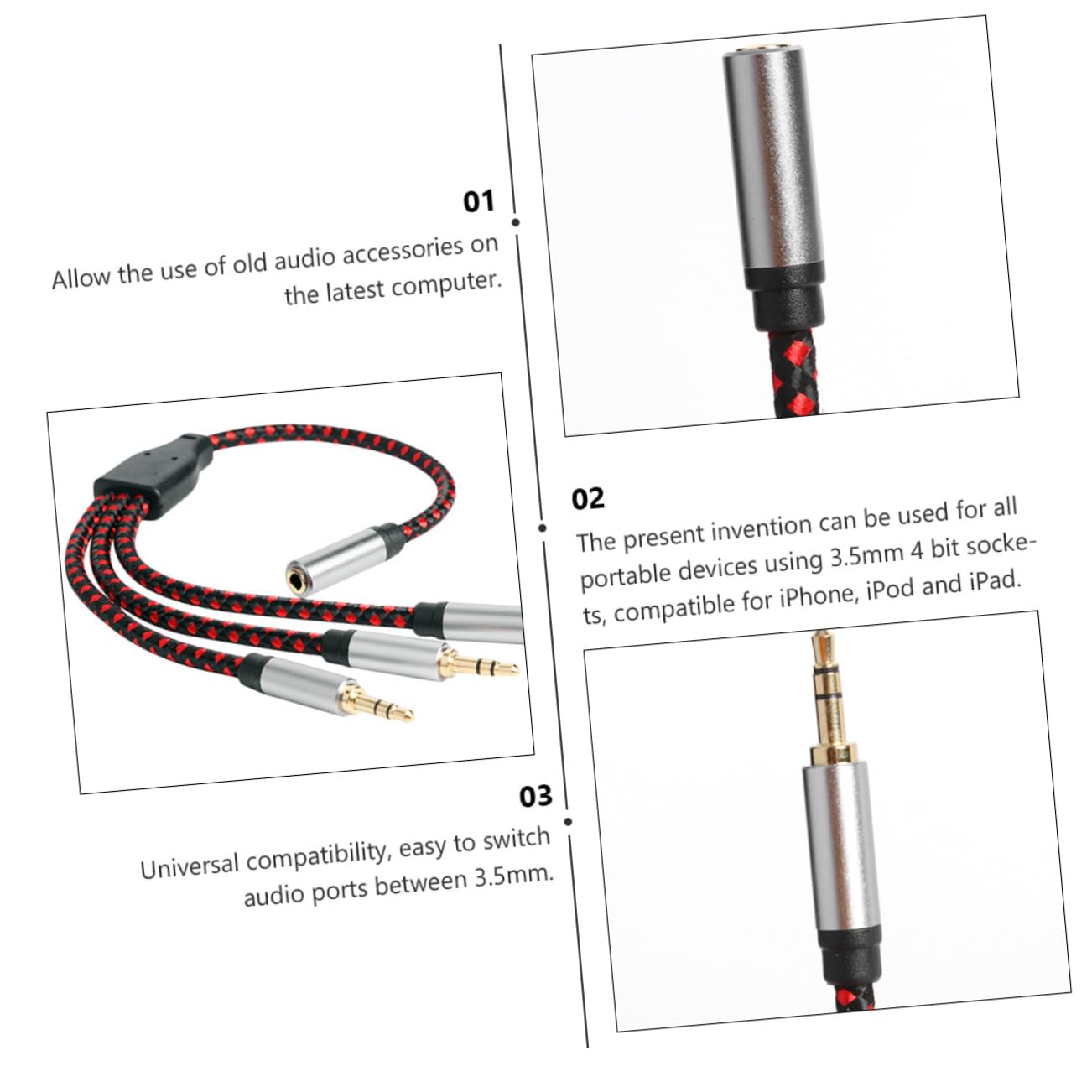 UKCOCO 3 Pz di condivisione delle cuffie cavo sdoppiatore per cuffie microfono del computer prolunga Adattatore audio a 3 vie sdoppiatore per auricolari stereo audio divisore