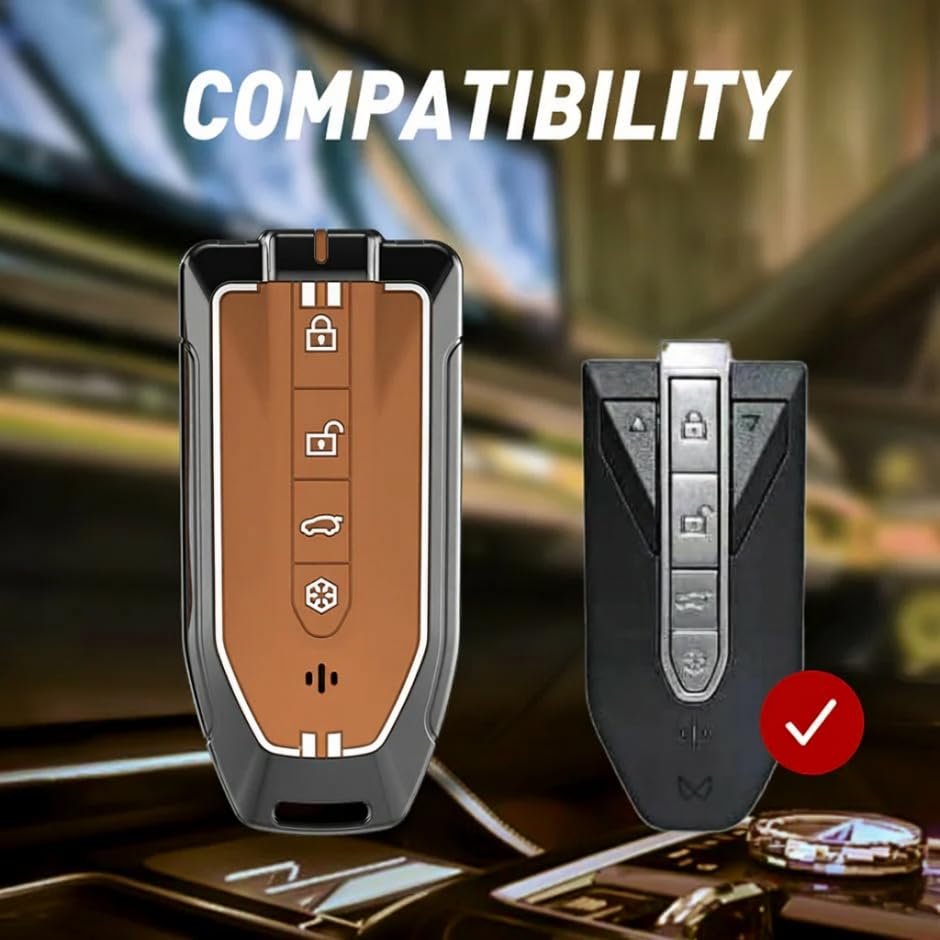 Image of Car Key Cover Compatible for Mahindra Xev 9E / 9S / BE 6E / XUV 7XO Key Fob | Premium Metal Silicone Key Protector Case (Metal Brown)