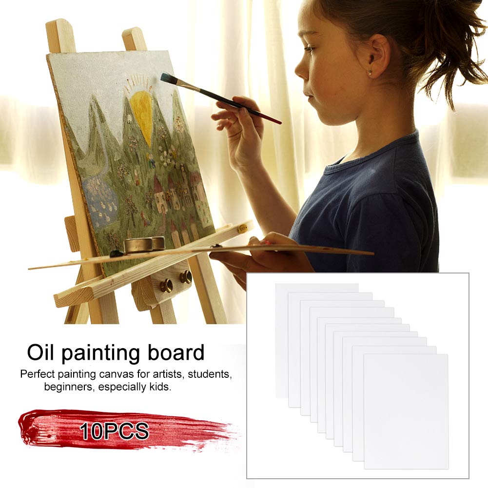 Rouleau de toile vierge 10pcs Student Toile Panneau Enfants Peinture à l'huile Blanc Blanc Portable Accessoires portables Primée Board Art Débutant Fournitures Acrylique Peinture acrylique peindre lot