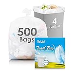 Teivio 4 Gallon 500 Counts Clear Trash Bags Garbage Bags, Mini Waste Basket Liners,Bathroom Trash Can Bin Liners, Small Plastic Bags for Home Office Kitchen Car Bedroom Dog waste Baby Diaper
