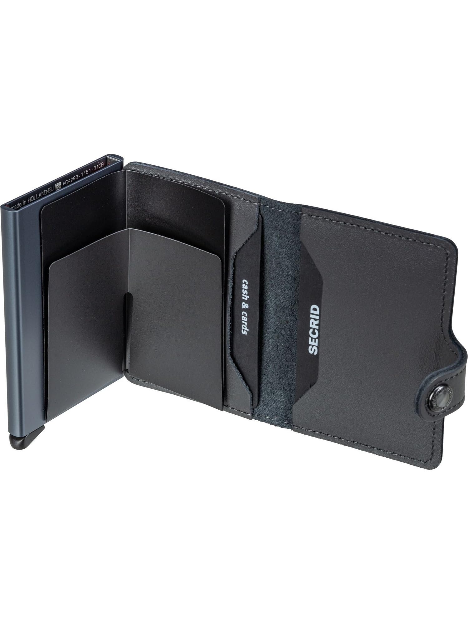 Secrid Miniwallet Original Kreditkartenetui Grey aus Aluminium und Rindsleder, Maße: 65 x 102 x 21 mm, M-Grey