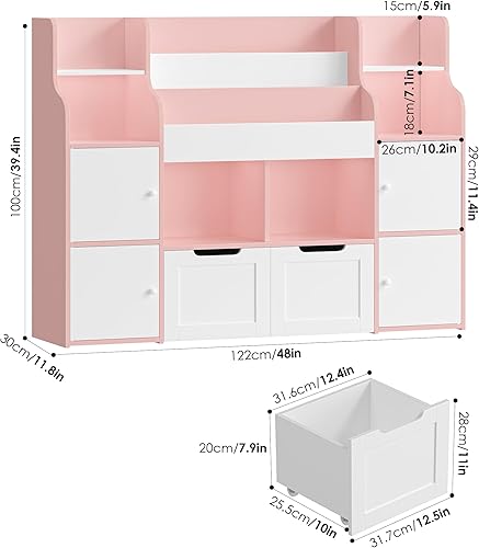 Miniatura 7 de FINETONES Organizador de Almacenamiento de Juguetes, Organizadores de Almacenamiento Grandes con 8 Compartimentos de Almacenamiento y 2 Cajones