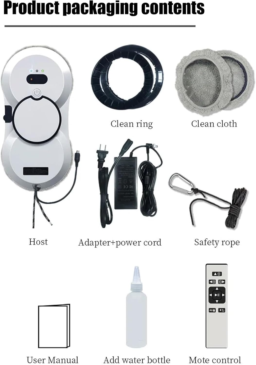 Smart Glass Cleaning Robot, 5600Pa Strong Suction Window Cleaning Robot, Power Outage Protection, Edge Detection, Suitable for Outdoor and Indoor high-Rise Windows, with Various Accessories
