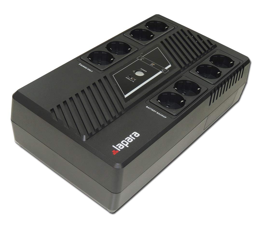 Lapara LA-VST-900RG Sistema de Alimentación Ininterrumpida SAI 900VA 480W Interactivo con AVR y Control microprocesador USB de Carga.