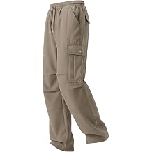 XYXIONGMAO Men's Khaki Casual Lightweight Streetwear Trousers Tactical Multi Pockets Cargo Pants Techwear Trousers for Men