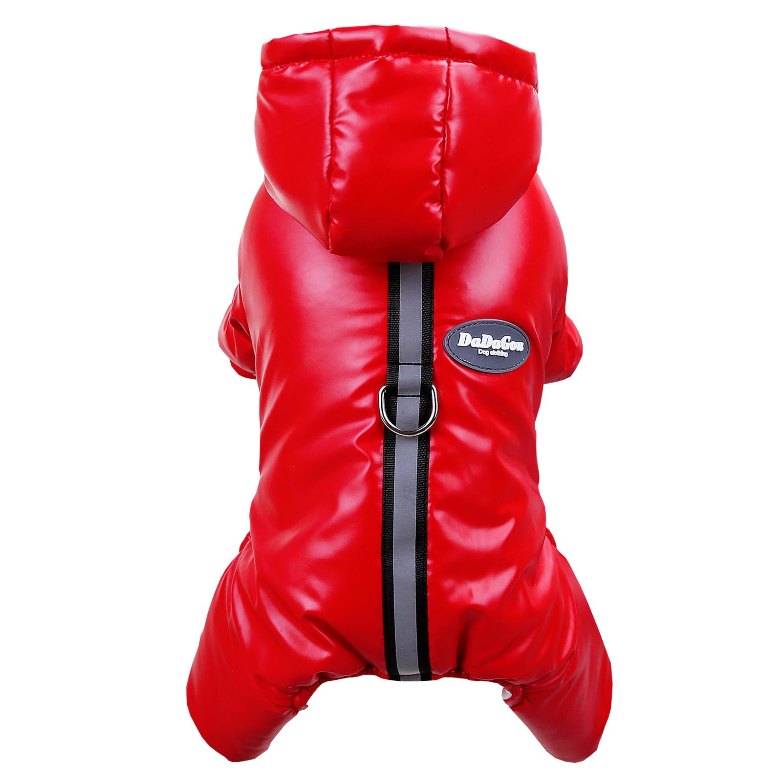 Izefia Dog Coat Windproof Jacket Cold Weather Coats 4 Legs Warm Jumpsuit Winter Thick Clothes Snow Proof Cotton Coat for Small Dog Medium Cat Red M