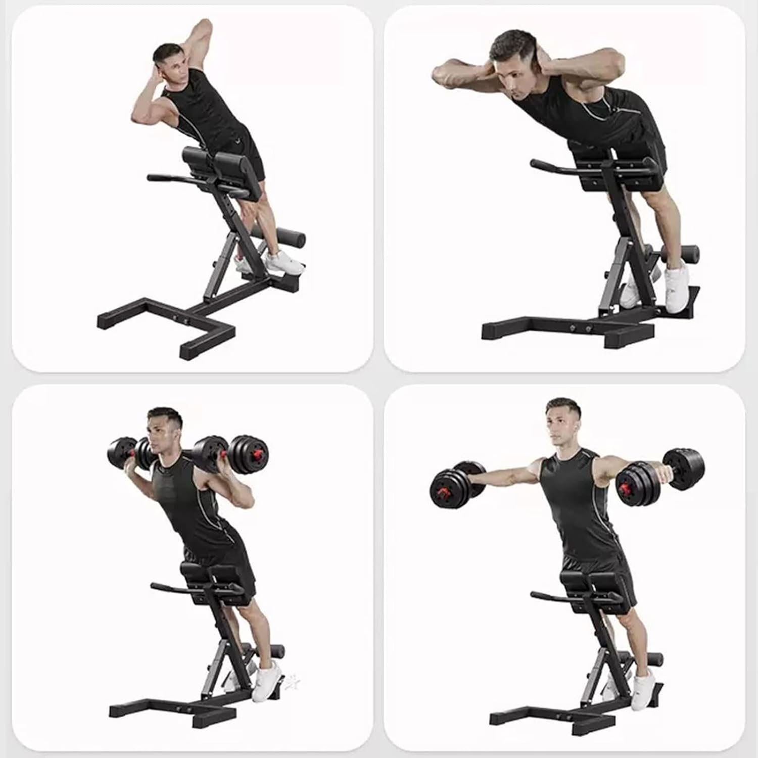 esmen Hyperextension Bench Adjustable Roman Chair Exercise Equipment Strength Training Leg Machines Ab Workout Equipment for Home Gym Load 330lbs