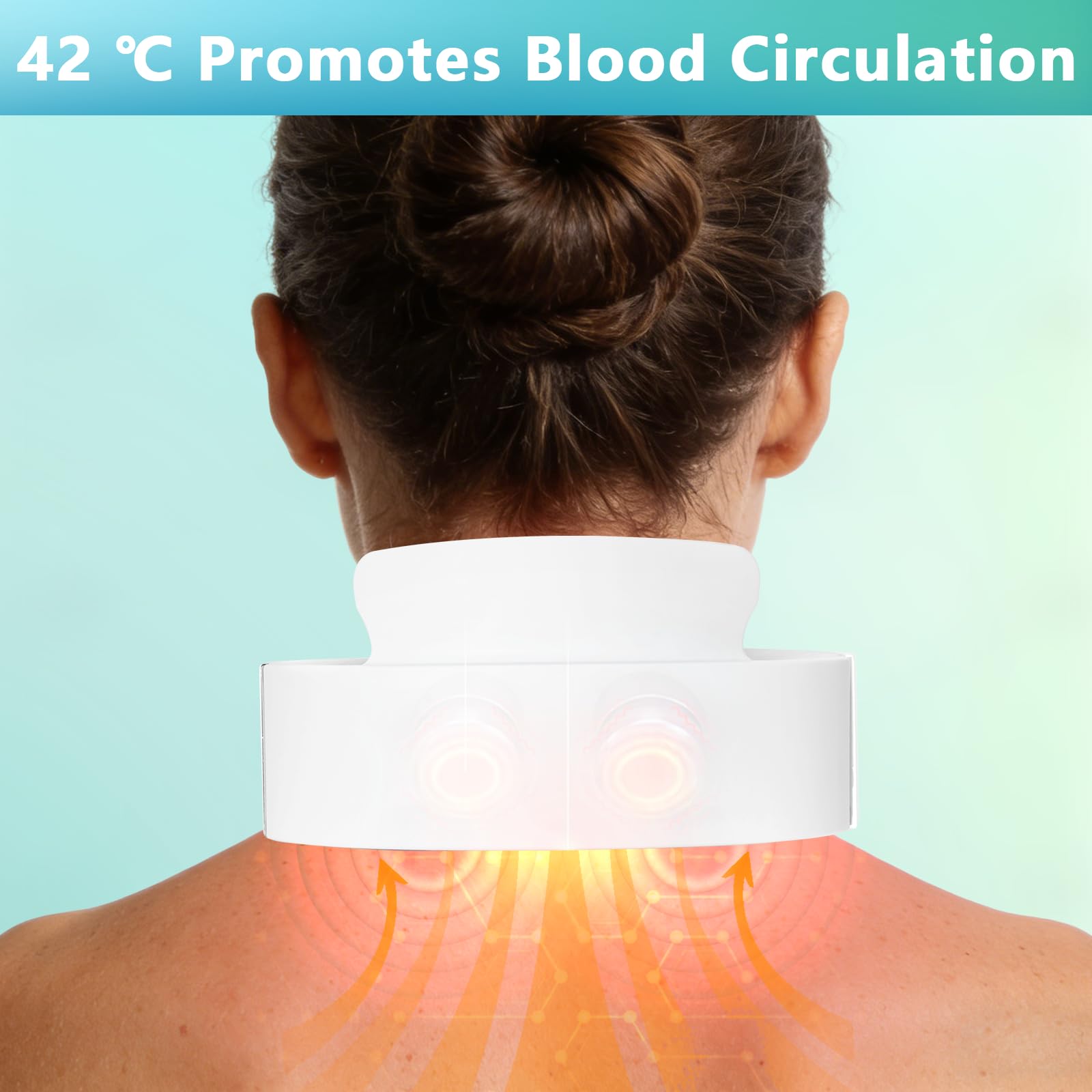 Masseur Cervical, 5 Modes 15 Intensités Masseur électrique à Impulsions Cervicales, Massage Cou Portable avec Thérapie Thermique à 42°C, Neuro Pulse Neck Massagers pour Les têtes de Relaxation