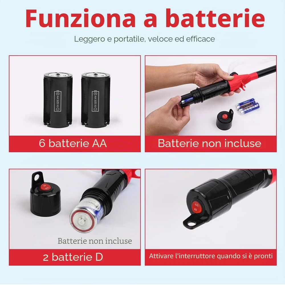 flintronic Pompa Manuale per Trasferimento di Carburante, Portatile per Estrazione Olio, A Sifone, per Acqua, Benzina e Altri Liquidi, Funzionamento a Batteria