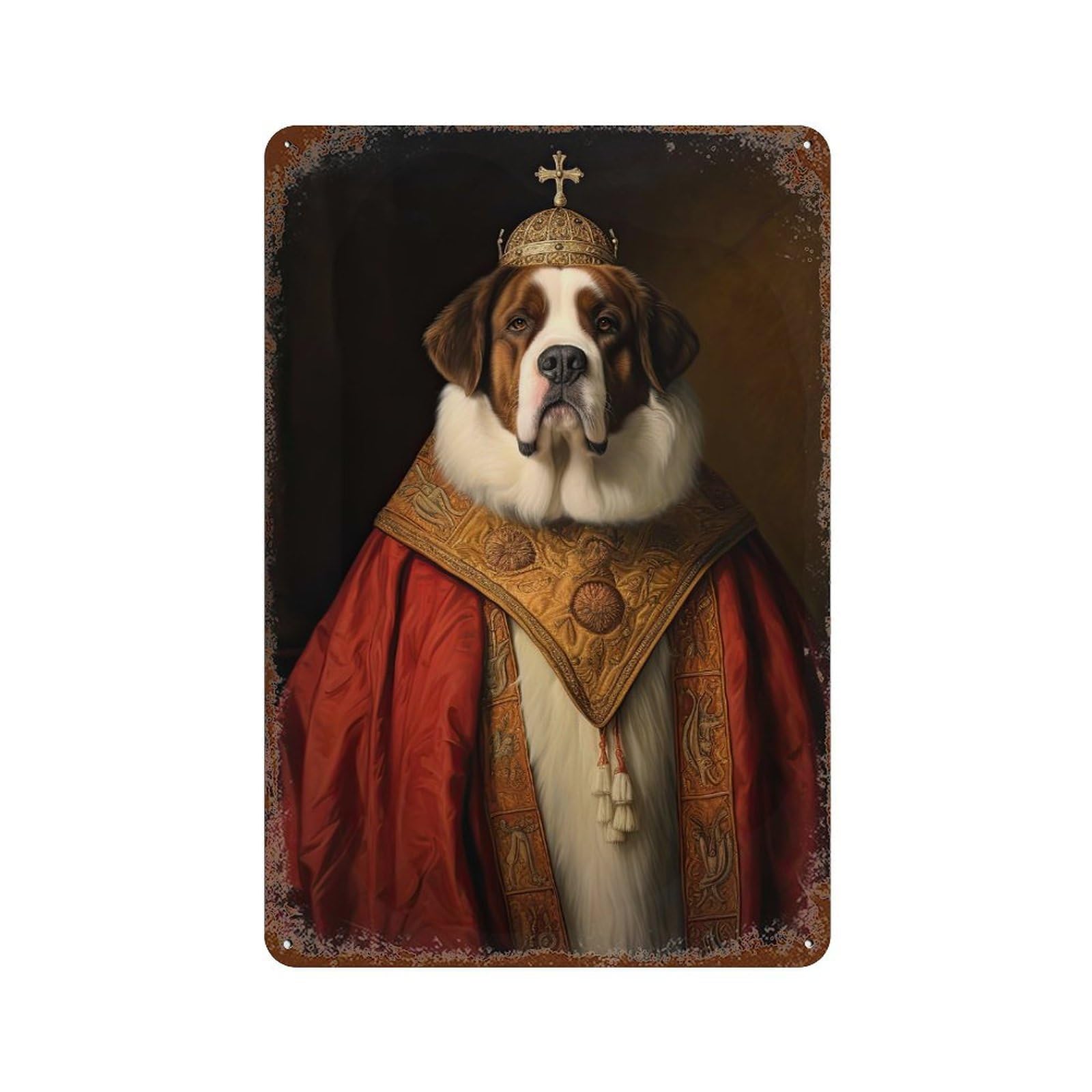 Saint Bernard The Pope Retro Metal Sign 11.8"x7.9", Shabby Chic Decor for Garage, Pub Or Kitchen