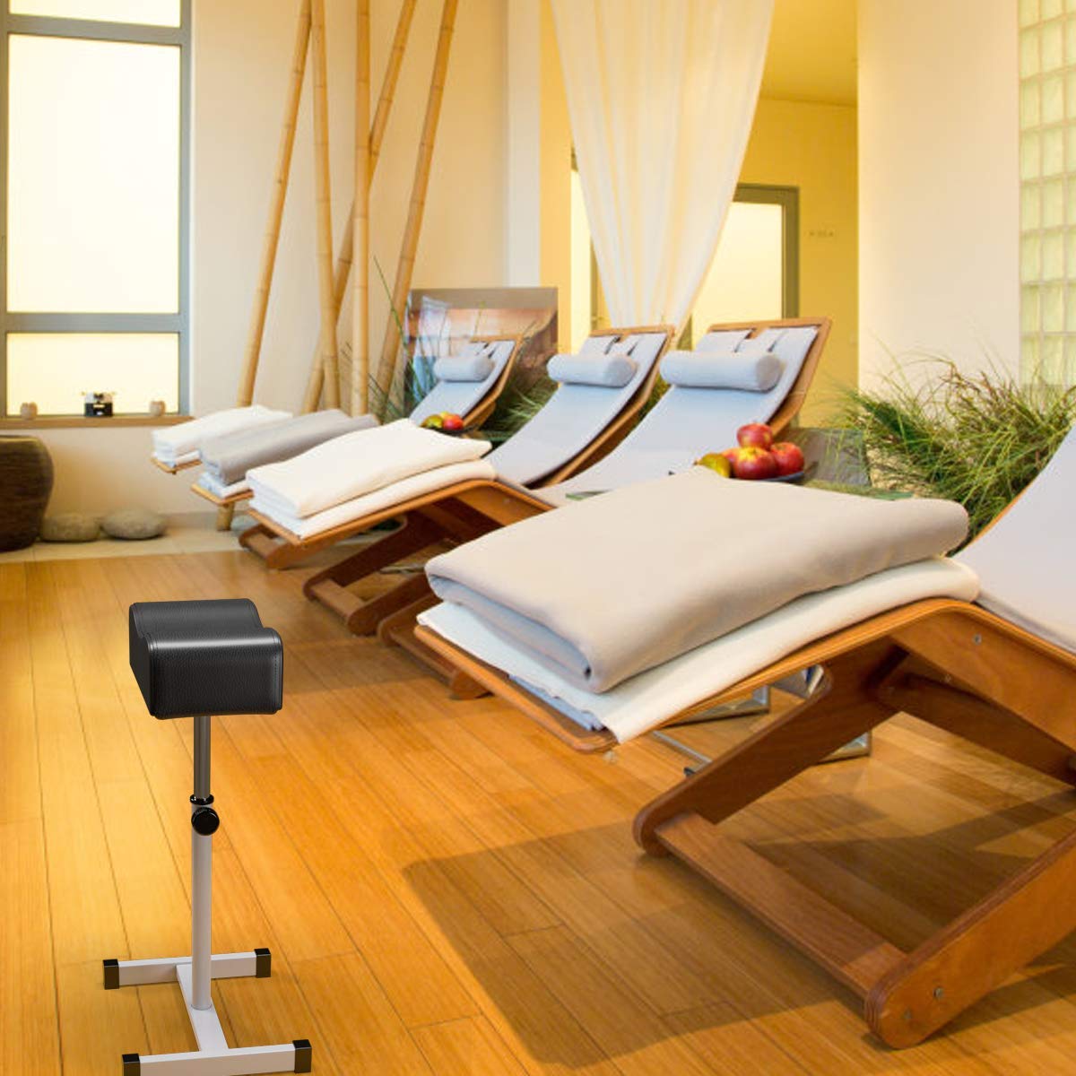FANTASK Repose-Pieds réglable en Hauteur de 45 à 65 cm, Tabouret de pédicure, pour Soin des Ongles dans Les Salons et spas, Noir