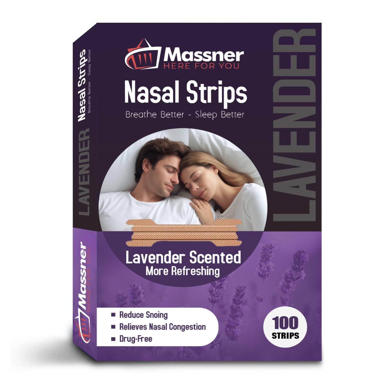 Massner Nasal Strips Parent Pack of 100 (Lavender)