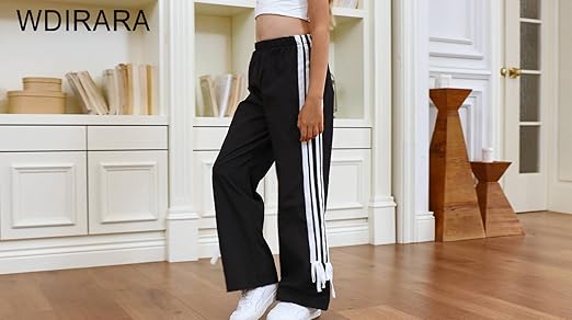 Amazon.com: WDIRARA Girl's Side Striped Wide Leg Track Pants Bow