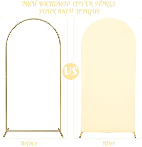 Miniatura 4 de Juego de 2 fundas para arco de boda de 2 caras, parte superior redonda de elastano, ajustada, para fiesta de cumpleaños, baby shower, decoración de