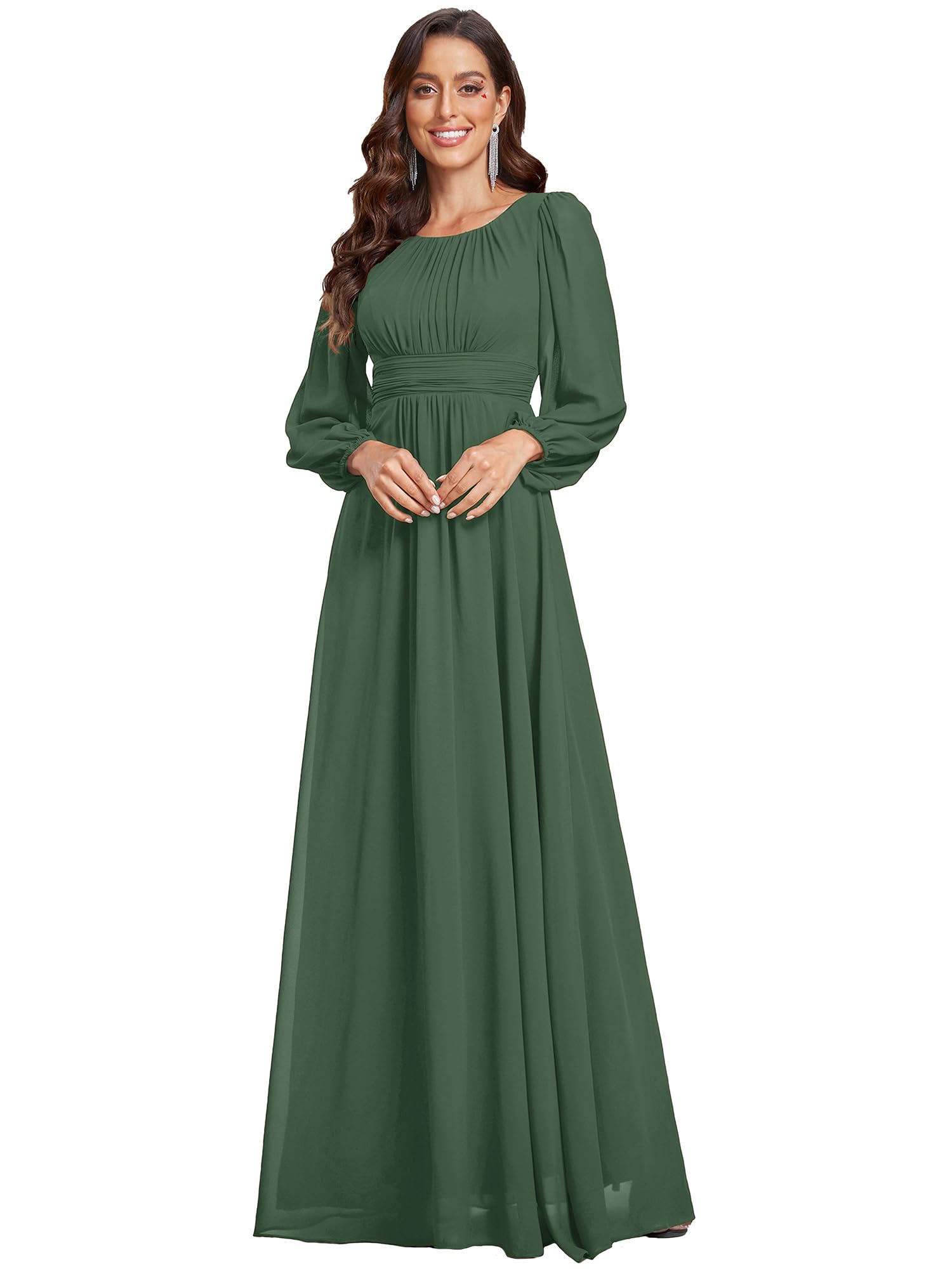 Ever Prettyes0106b Womens Long Sleeve Chiffon Round Collar Sleeveless  Elegant | Desertcart BAHRAIN