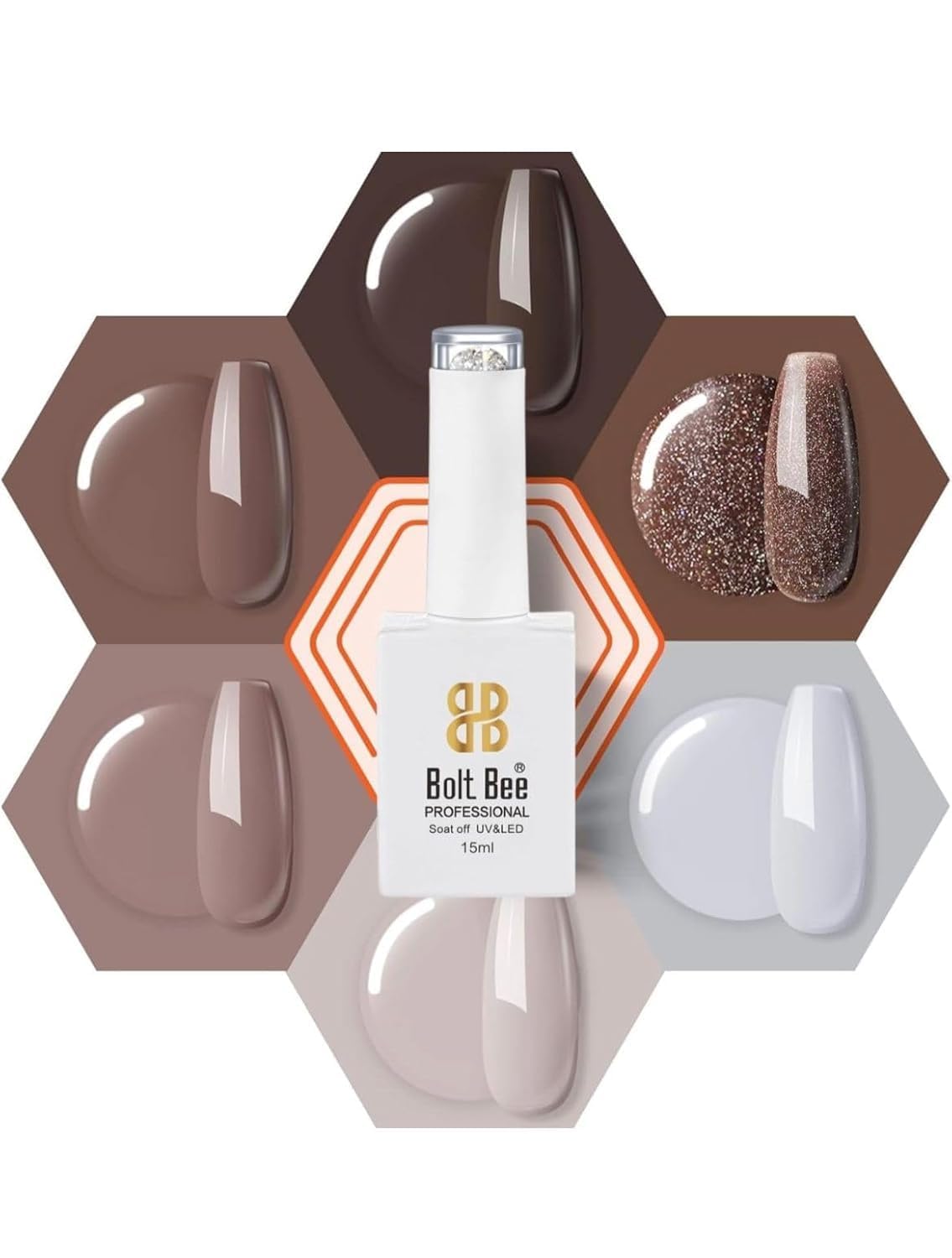 Bolt Bee Gel Nail Polish Kit Set of 6 Colors Nude Pink Romantic Baby Neutral Pink Spring Soak Off LED (62+89+01+123+135+136)-image-17