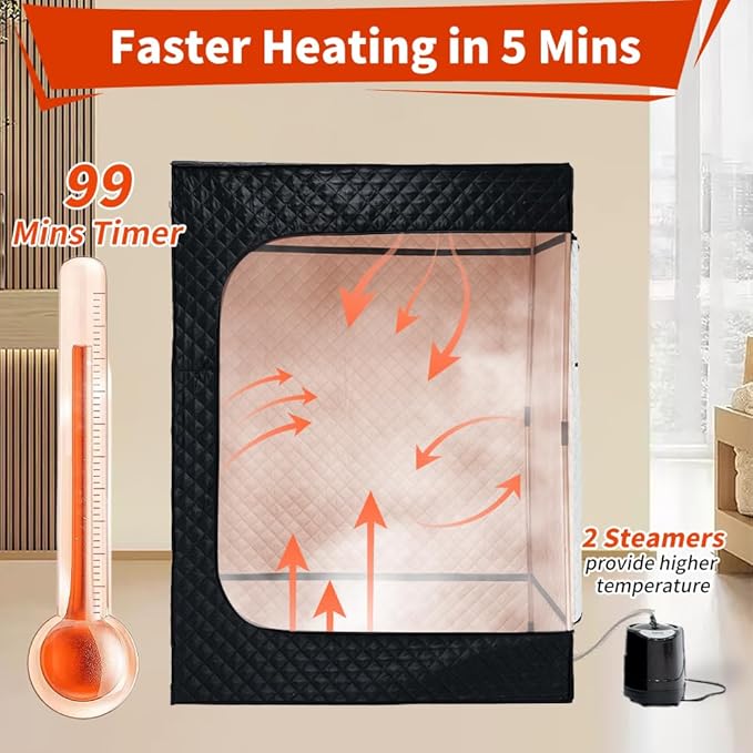 Sauna portátil de vapor para 2 personas con 2 generadores y 2 sillas plegables miniatura 5