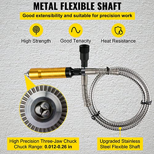 Image of VEVOR Flex Shaft Grinder 780W Rotary Tool 500-23000RPM Rotary Carver with 1 /4 inch 3-Jaw Chuck & Stepless Speed Foot Pedal Hanging Grinding Machine 131PCS Accessories for Jewelry Polishing Grinding DIY