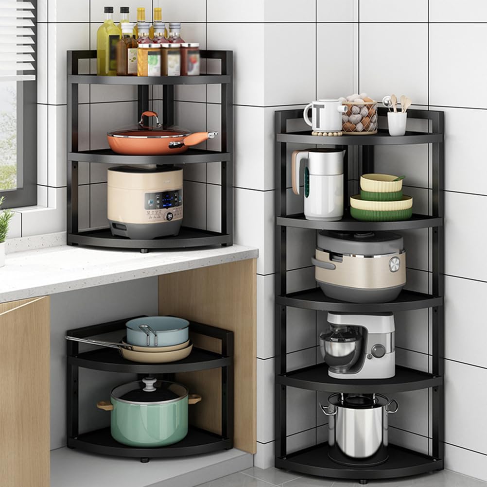 Organizador de ollas y sartenes, Niveles de Altura Ajustable, Organizador de Tapa de ollas, Organizador de Almacenamiento para Cocina, encimera, gabinete, Organizador de,Negro,4