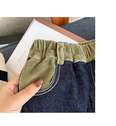 Bestgift Calça jeans infantil de inverno com design de pelúcia combinando com cores e calça jeans so