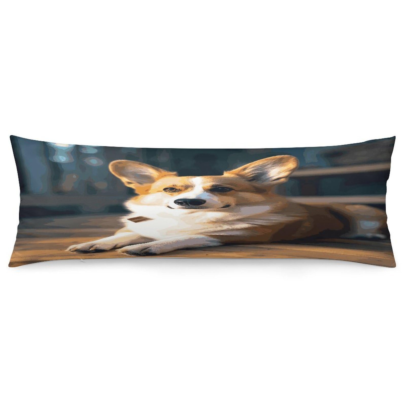 Smart Corgi Pillowcase Decorative Long Body Pillow Case Soft Breathable Body Pillow Cover Modern Large Pillowcase Cute Body Pillow Pillowcases for Bedroom Couch 18.9 X 53 Inch