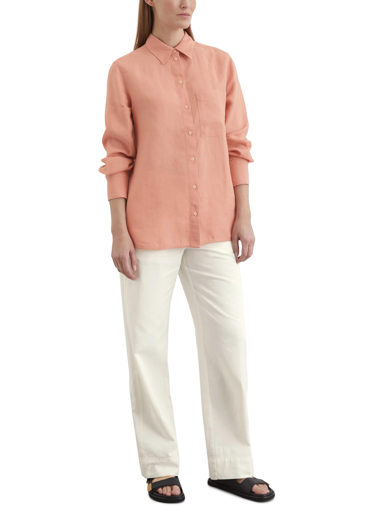 Marc OߴPolo Donna Camicia in Lino a Maniche Lunghe Regular Fit