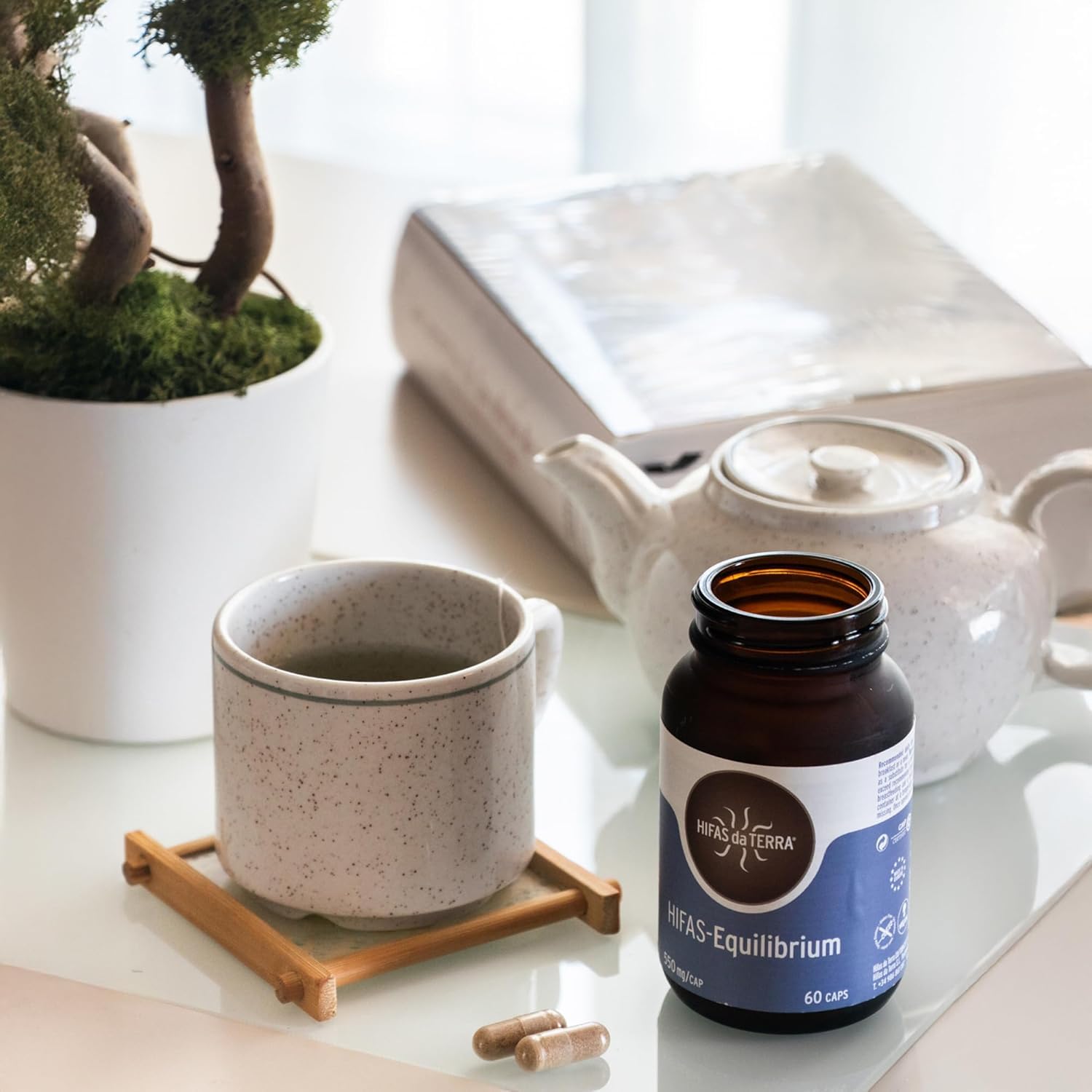 HIFAS DA TERRA - HIFAS-Equilibrium Extractos de Hongos Puros de Reishi, Melena de León y Cordyceps para Equilibrar el Bienestar Físico y Emocional - Bote 60 Cápsulas