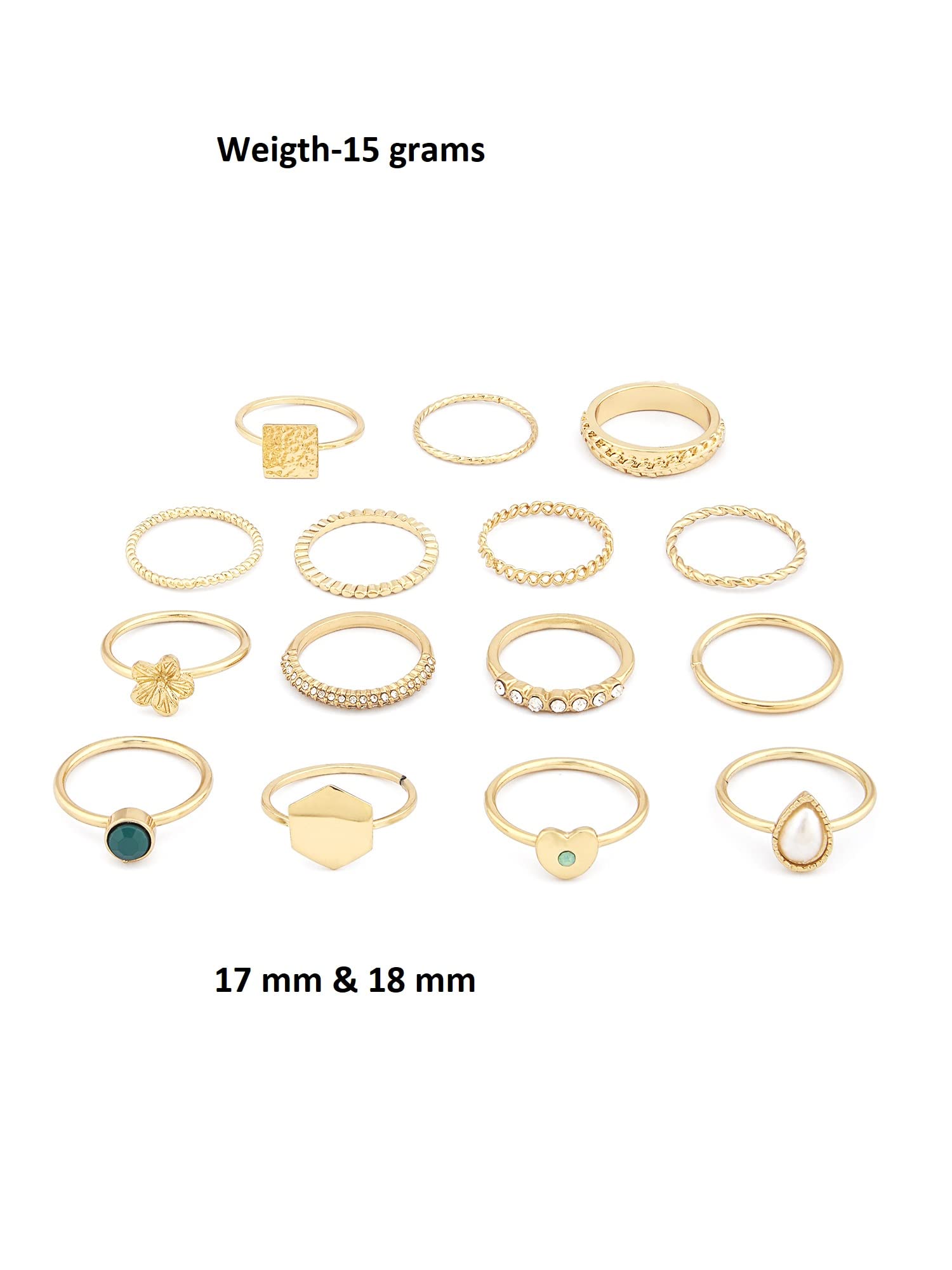 Set of 15 Contemporary Stackable Rings For Women