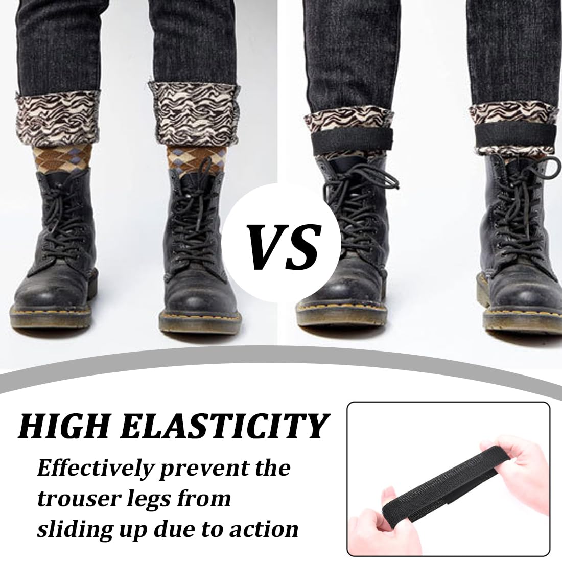 3 Pares de Blusas Negras de Goma para Tobillo y Pantalones con Cierre para Botas Militares, Anda de Goma, Protector de Pantalón, Conjunto de Cintas, para Senderismo, Ciclismo, Uniformes Militares