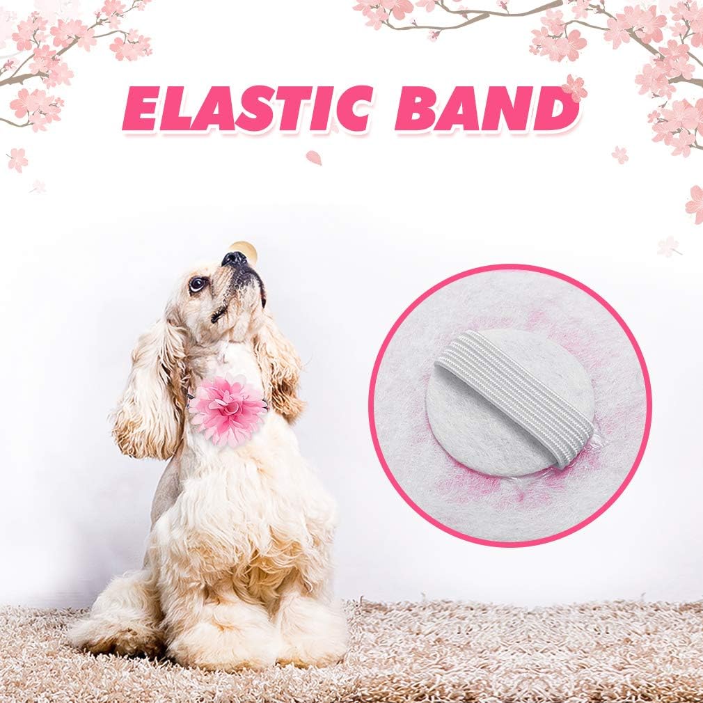 PUPTECK Floral Dog Collars for Valentine's Day & Spring, 2 Pack Cute Soft Adjustable Puppy Collar with Removable Flower Pet Accessories for Small Medium Dogs Girls