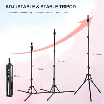 23 Inch Canvas Block Wig Head, 47 Inch Wig Stand Tripod with Head, Mannequin Head for Wigs Display with Wig Caps, T C Pins Brush
