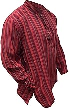 SHOPOHOLIC FASHION Multicolore Mix Dharke Rayures Confortable Léger Manches Longues Traditionnel Grand-Père, Chemise Hippie Boho, S M L XL XXL XXXL