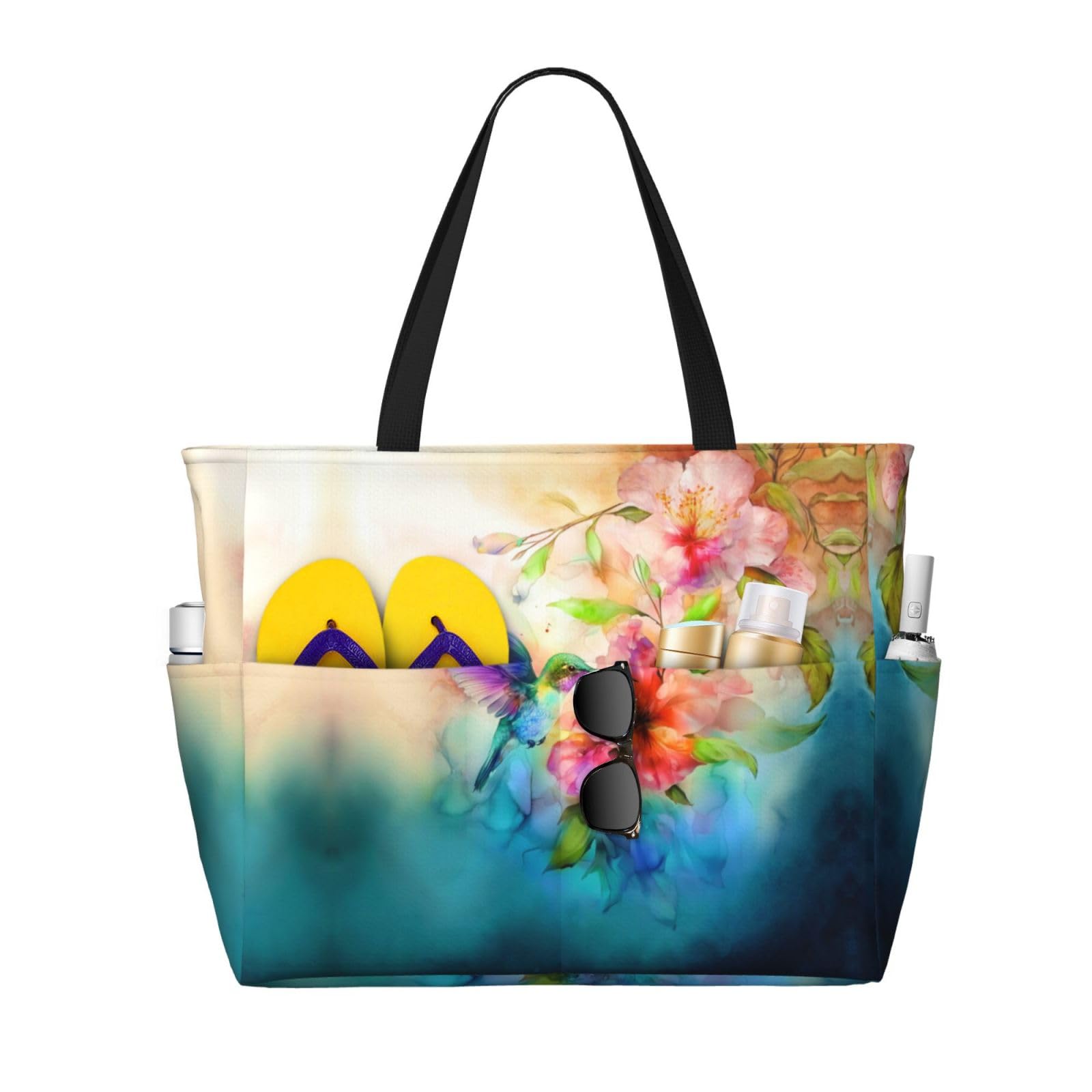 CHAOS MONKEY Women Large Beach Bag Sandproof Waterproof Travel Weekender Foldable Tote Bag for Pool Vacation Gym