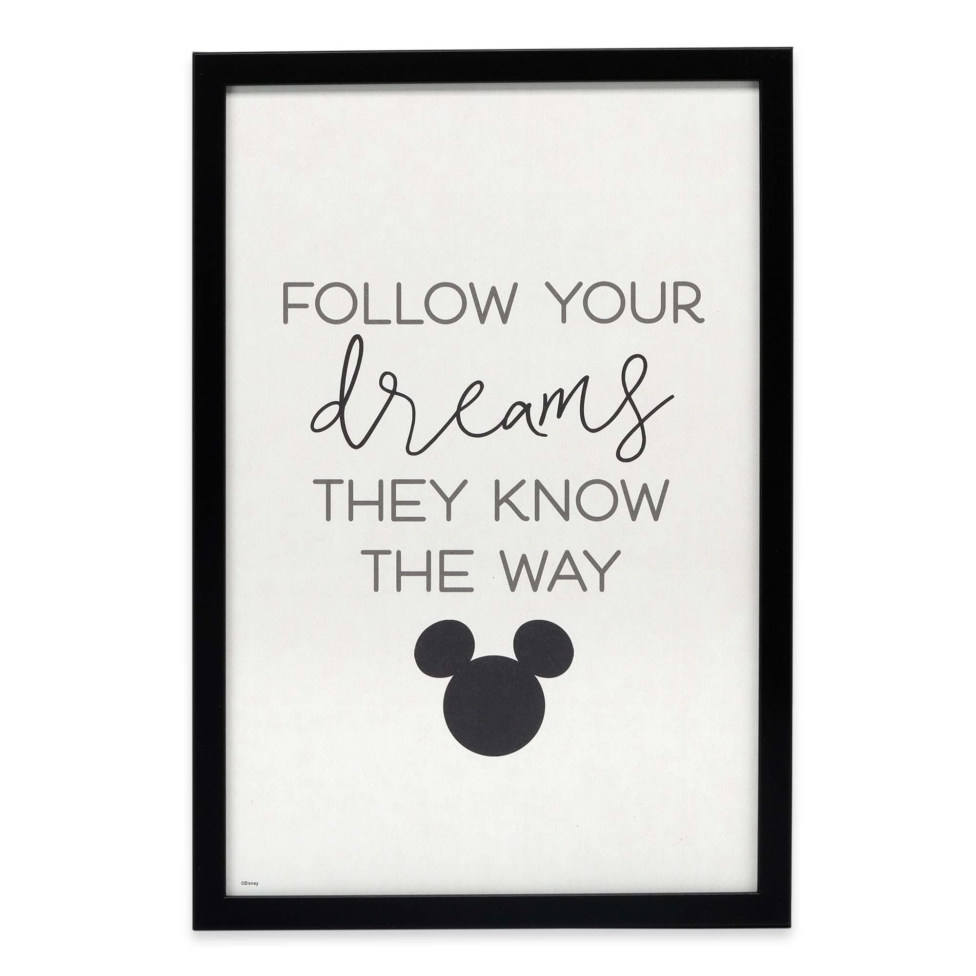 Disney Mickey Mouse Follow Your Dreams Framed Wood Wall Decor - Large Mickey Mouse Wall Art for Home