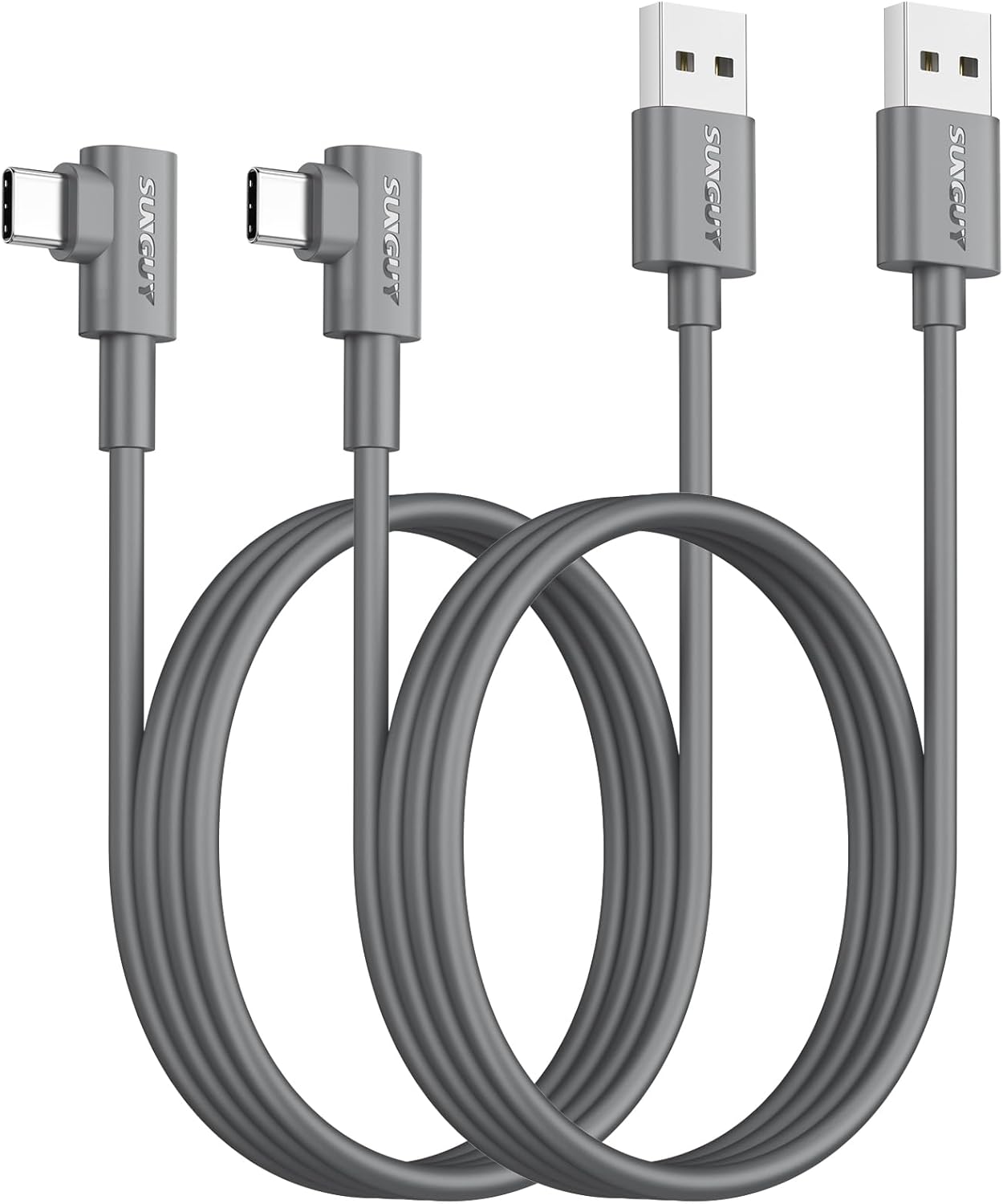 SUNGUY USB C Cable Right Angle 3FT, 10-Pack 90 Degree 3A USB 2.0 Fast Charging & Data Sync Cable Compatible with Samsung Galaxy S21 S20 S10 Plus, Note 20 10, Moto G7 G8, LG V50 V40 G8 G7
