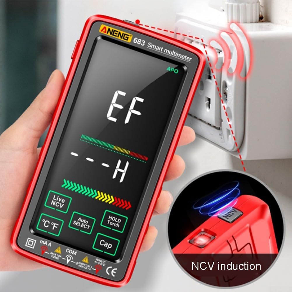 Para multímetro digital inteligente 6000 cuentas USB recargable Ncv Detector con retroiluminación para pruebas eléctricas AC DC Voltaje Corriente Ohm (negro)