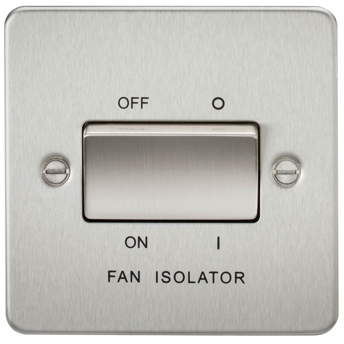 Knightsbridge FLAT PLATE 10A 3 POLE FAN ISOLATOR SWITCH - BRUSHED CHROME FP1100BC