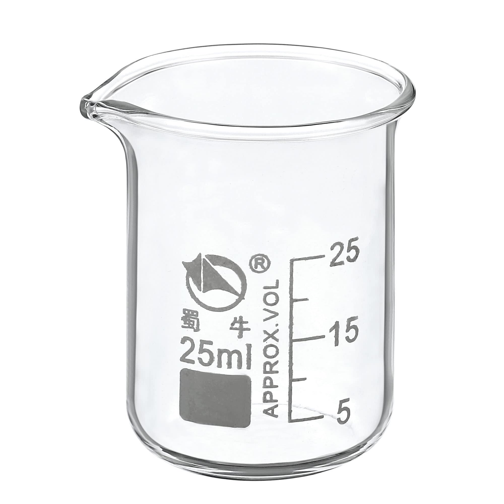 Becker in Vetro Borosilicato 1000ml - Resistente al Calore, Scala Graduata con Beccuccio per Laboratorio e Cucina(25ml)