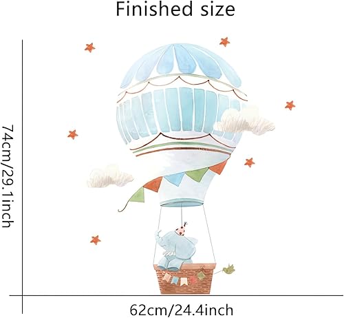 Miniatura 5 de Calcomanías de pared con diseño de elefante y estrellas para bebé, diseño de animales de dibujos animados de sacinora y animales extraíbles,